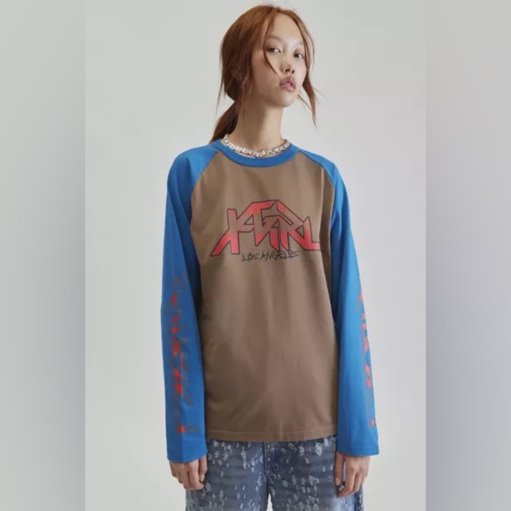 X-Girl LA Los Angeles Metal logo L/S Long sleeve logo tee